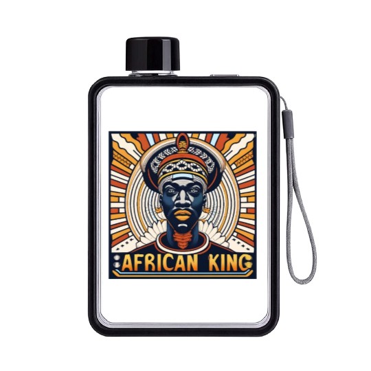 African King Gift For Afrocentric Lovers Flat Water Bottles