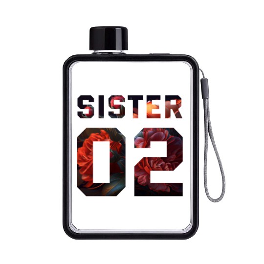 COUPLE FLOWER SISTER 02 Flat Water Bottles