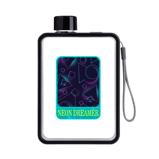 Geometric Flat Water Bottles, Neon Dreamer Flat Water Bottles, Gift For Math