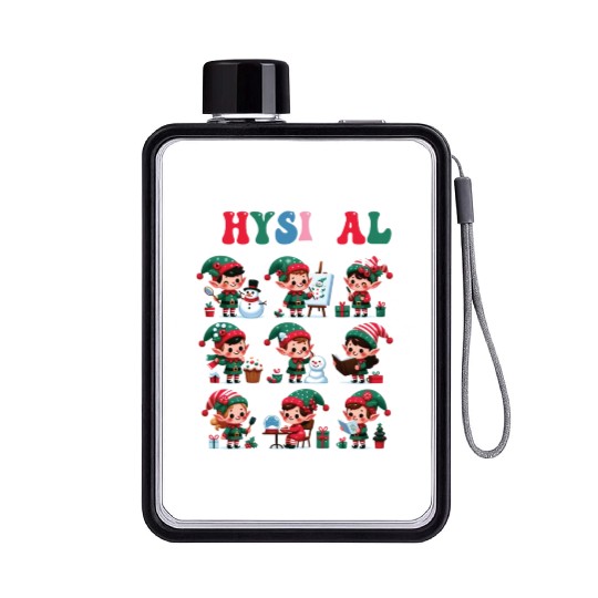 Christmas Gnome Santa Physical Therapy Xmas Flat Water Bottles