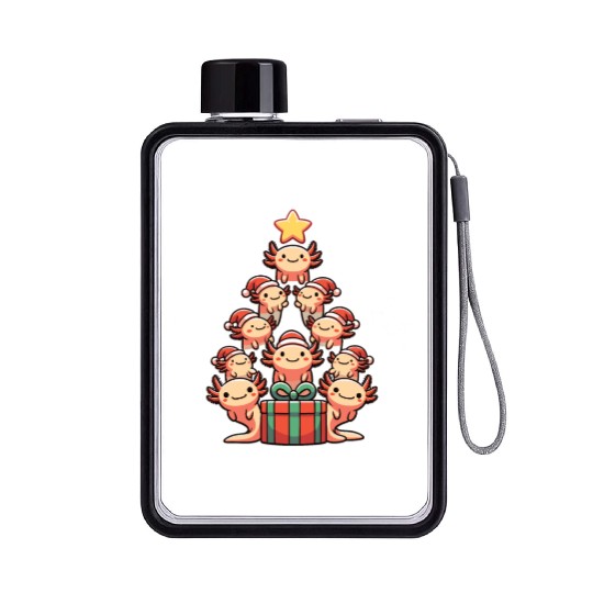 Axolotl Christmas Tree Merry Christmas Flat Water Bottles