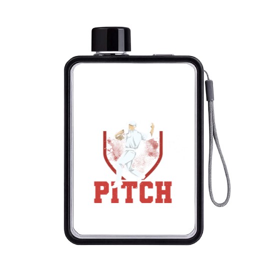 Funny Baseball Pitcher Flat Water Bottles