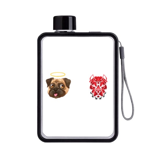Angel Pug Dog Vs Devil Pitbull Dog Flat Water Bottles