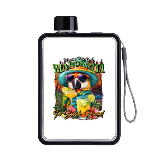 Balanced Diet is A Margarita in Eachs Hands Parrot Flat Water Bottles