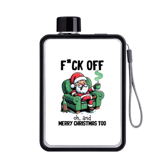Funny Christmas F*ck Off Merry Christmas Flat Water Bottles