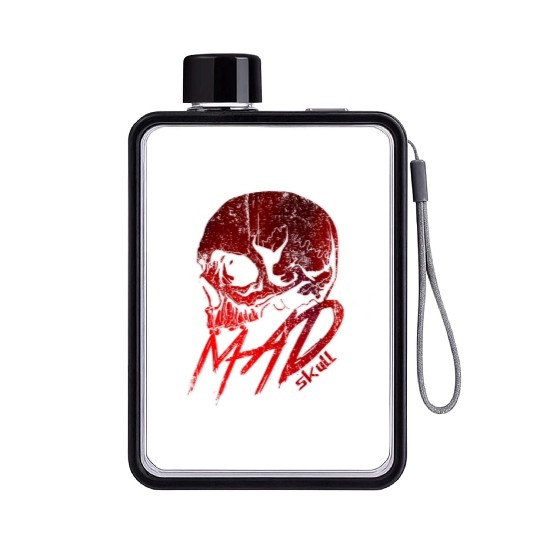 Red Skull with Lightning Graffiti Flat Water Bottles