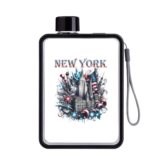 New York Christmas Spirit Flat Water Bottles