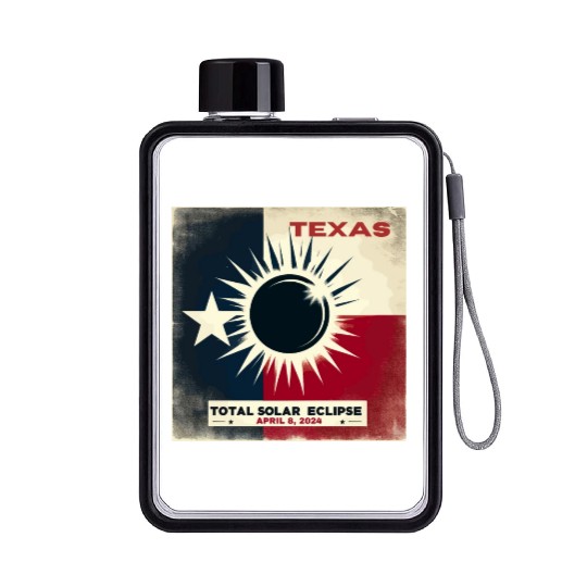 Texas Total solar eclipse 2024 Flat Water Bottles