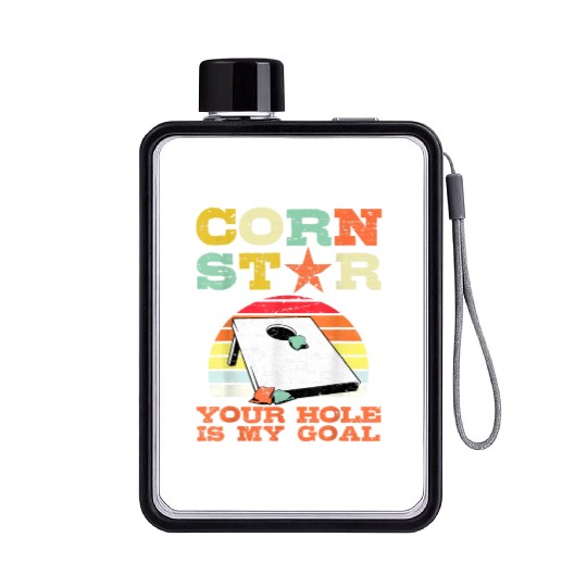 Corn Star Your Hole is My Goal Vintage Cornhole Flat Water Bottles