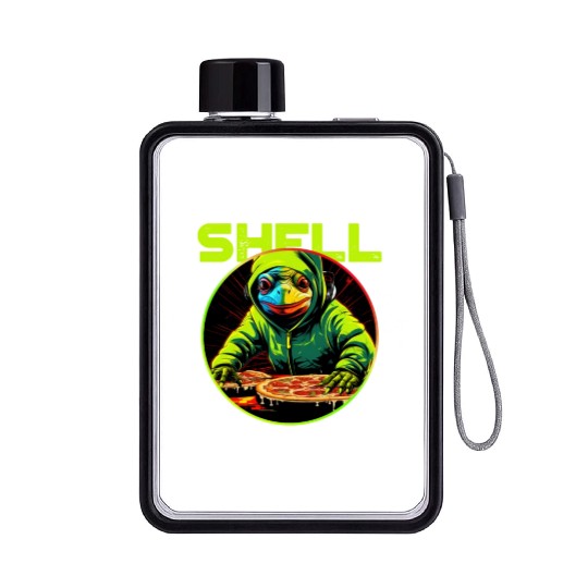 Spin the Shell: Pizza Edition Flat Water Bottles