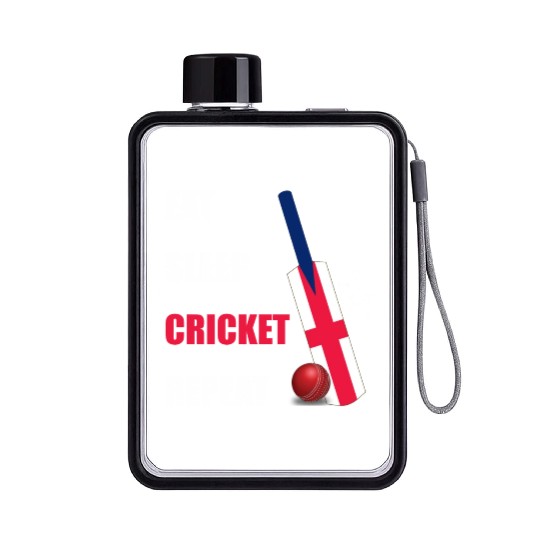 Eat Sleep Cricket Repeat England Flag Cricket Bat Flat Water Bottles