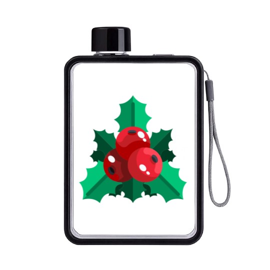 mistletoe christmas Flat Water Bottles
