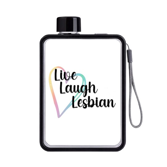 Live Laugh Lesbian LGBTQ Rainbow Heart Gay Pride Flat Water Bottles