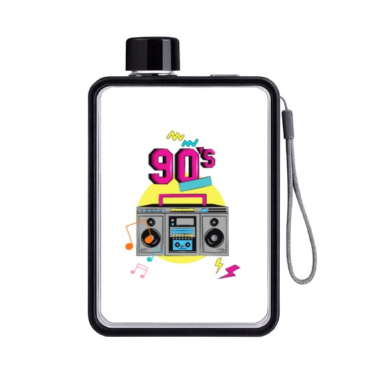 Retro 90s Boombox Graphic Flat Water Bottles