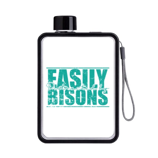 Easily Distracted by Bisons Animal Flat Water Bottles