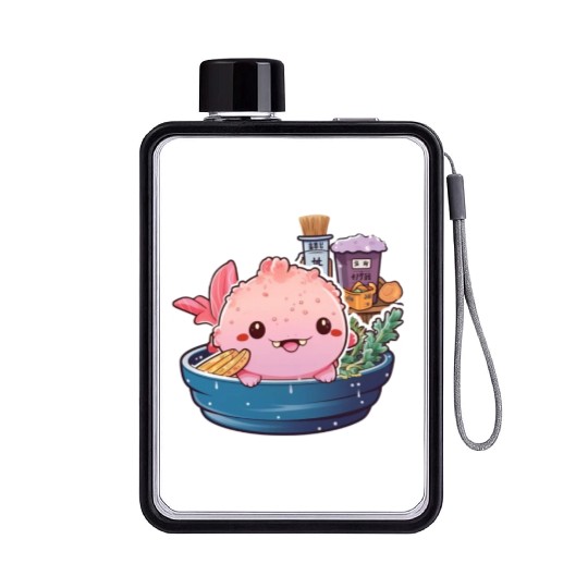 Axolotl Ramen Anime Kawaii Japanese Noodles Girls Flat Water Bottles