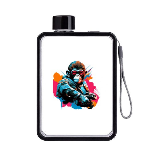 Monkey Soldier Flat Water Bottles