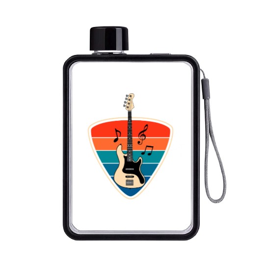 Retro Vintage Bass Guitar Pick music nout Guitari Flat Water Bottles