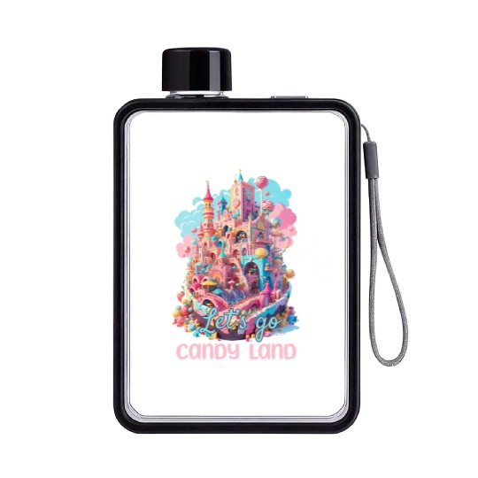 Let's Go Candy Land Graphic Flat Water Bottles