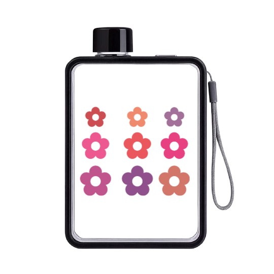 Large and small pink multi-colored flowers Flat Water Bottles
