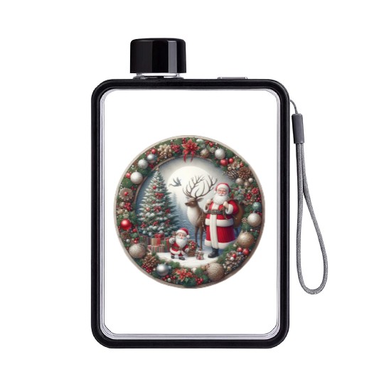 Happy Santa Claus: Traditional Christmas Image Flat Water Bottles