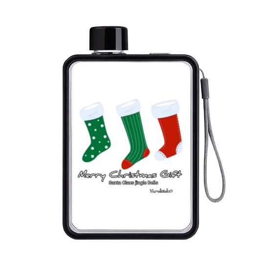 Santa Claus jingle Bell Merry Christmas Gift socks Flat Water Bottles