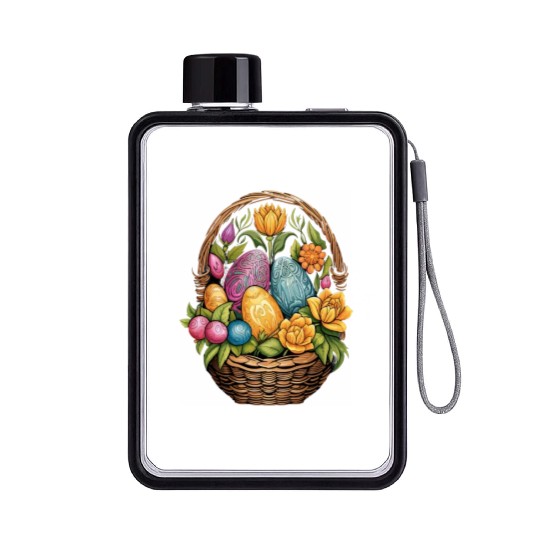 Easter Day Easter Egg Basket Mandala Art Egg Hunt Flat Water Bottles
