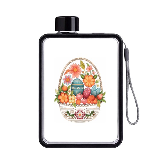 Easter Day Easter Egg Basket Spring Flowers Flat Water Bottles