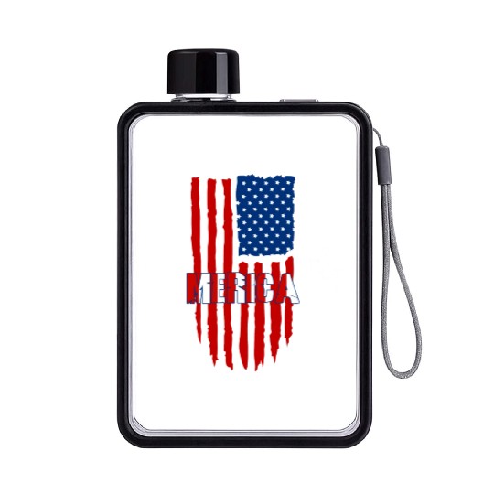 American Flag Merica Flat Water Bottles