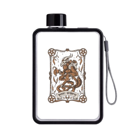 Merry krampus Flat Water Bottles