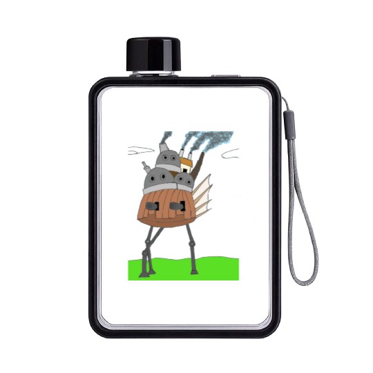 Steampunk Mechanical Moving Castle Flat Water Bottles