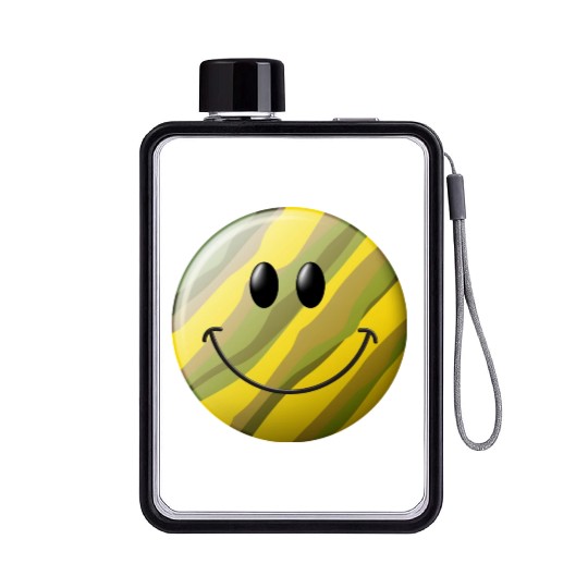 Camo Smiling Happy Face Flat Water Bottles