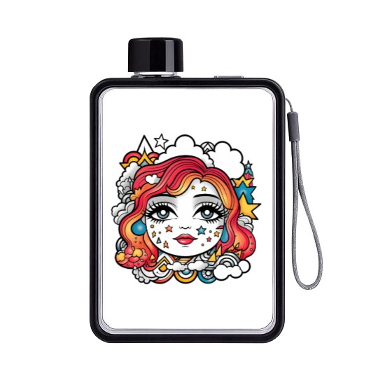 Celestial girl Flat Water Bottles
