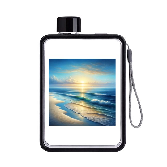 Serene Seaside Sunrise Flat Water Bottles