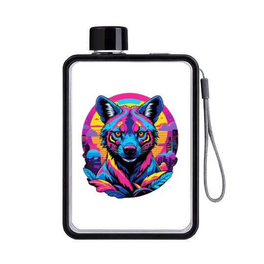 Neon Wild - Urban Hyena Portrait Flat Water Bottles