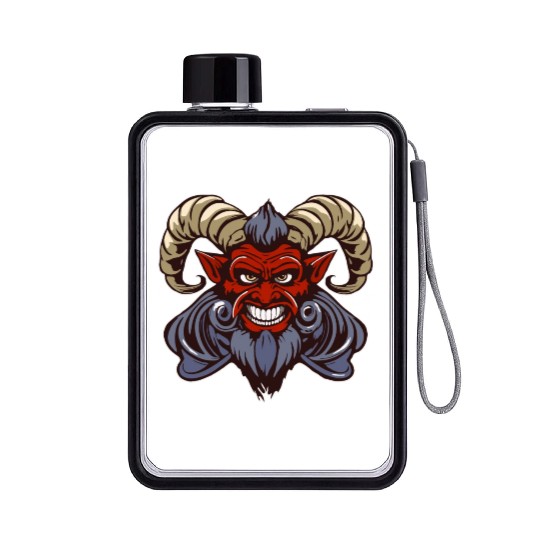 krampus devil head Flat Water Bottles