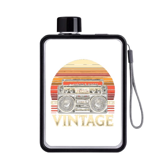 Vintage Boombox Old School 80s Music Retro Flat Water Bottles