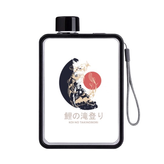 Sunrise Ascent: Twin Koi Journey Flat Water Bottles