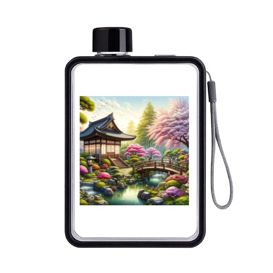 Spring Serenity in Japanese Garden Flat Water Bottles