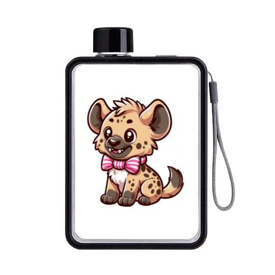 Playful Hyena Cartoon Flat Water Bottles