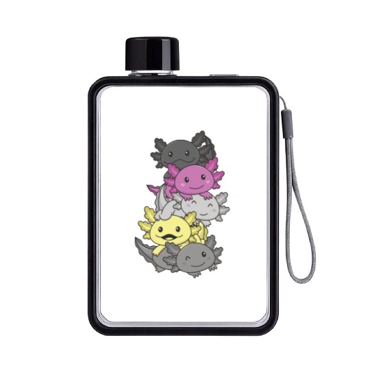 Perigirl Flag Pride Lgbtq Cute Axolotl Pile Flat Water Bottles