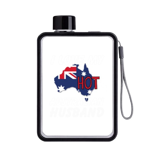 I Love My Hot Australian Husband Wife Flat Water Bottles
