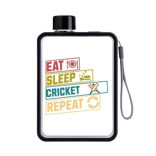 Eat sleep cricket repeat hobby Flat Water Bottles