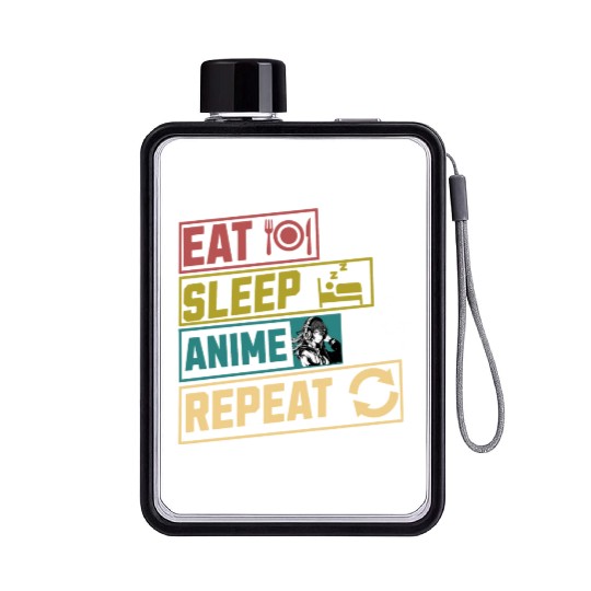 Eat sleep anime repeat hobby Flat Water Bottles