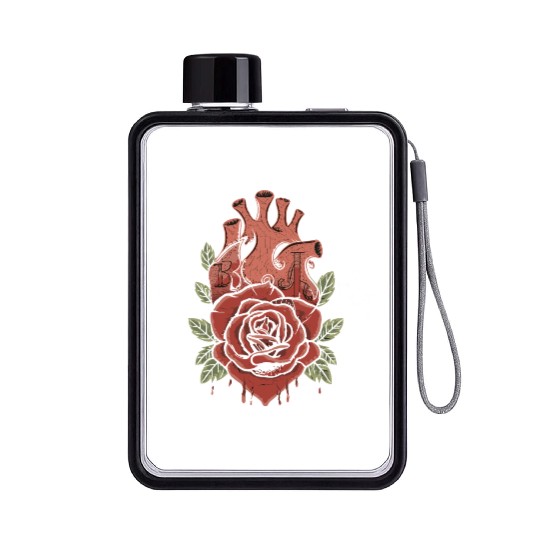 Bloody Rose Gothic Valentines day Flat Water Bottles