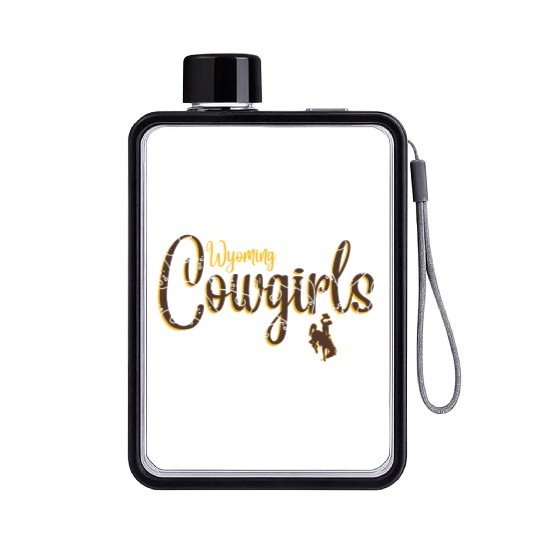 Wyoming Cow 'S Floral Script Flat Water Bottles