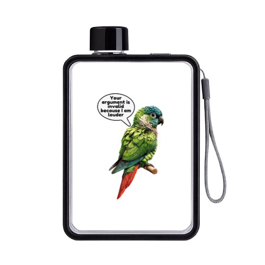 Green Cheek Conure Meme Funny Conure Parrot Flat Water Bottles