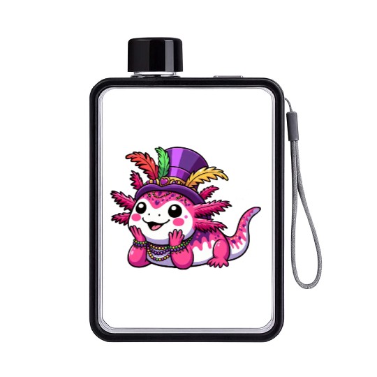 Mardi Gras Axolotl: Carnival Joy Flat Water Bottles