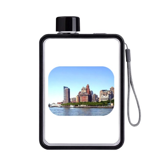 Manhattan NY - Manhattan Skyline on a Clear Day Flat Water Bottles