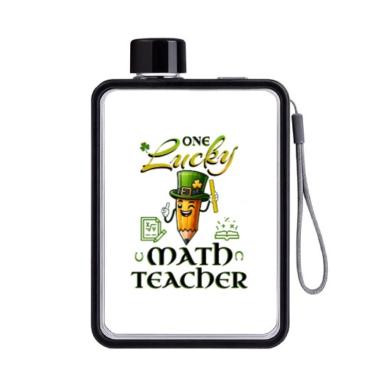One Lucky Math Teacher Flat Water Bottles